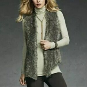 Cabi Brown Mohair Faux Fur Sweater Vest Style #180